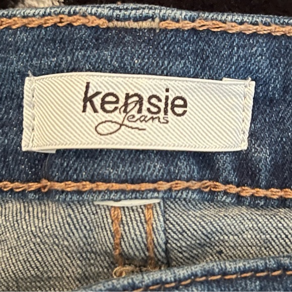 Kensie Distressed Cuffed Blue Denim Shorts - Picture 2 of 4
